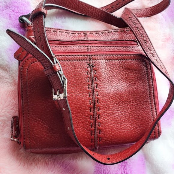 Rare Vintage Brighton red leather crossbody hand stitched handbag - Picture 3 of 10